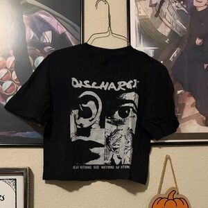 Discharge Black Cropped Band Tee